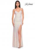 Picture of: Stretch Sequin Fitted Prom Dress with Open Back in Light Blush, Style: 32331, Detail Picture 2