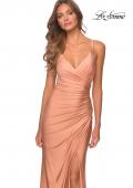 Picture of: Ruched Jersey Prom Dress with Tie Up Back in Light Copper, Style: 28421, Detail Picture 6