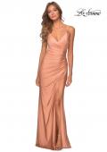 Picture of: Ruched Jersey Prom Dress with Tie Up Back in Light Copper, Style: 28421, Detail Picture 7