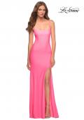 Picture of: Neon Long Prom Dress in Luxurious Jersey with Slit in Pink, Style: 30661, Main Picture