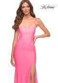 Picture of: Neon Long Prom Dress in Luxurious Jersey with Slit in Pink, Style: 30661, Detail Picture 1
