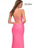 Picture of: Neon Long Prom Dress in Luxurious Jersey with Slit in Pink, Style: 30661, Detail Picture 2