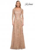Picture of: Mother of the Bride Lace Dress with Three-Quarter Sleeves in Gold, Style: 30021, Main Picture