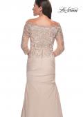 Picture of: Satin Mermaid Gown with Off the Shoulder Lace Bodice in Light Gold, Style: 29324, Detail Picture 9