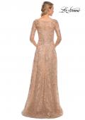 Picture of: Mother of the Bride Lace Dress with Three-Quarter Sleeves in Gold, Style: 30021, Back Picture