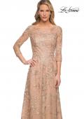 Picture of: Mother of the Bride Lace Dress with Three-Quarter Sleeves in Gold, Style: 30021, Detail Picture 1