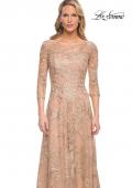 Picture of: Mother of the Bride Lace Dress with Three-Quarter Sleeves in Gold, Style: 30021, Detail Picture 2
