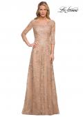 Picture of: Mother of the Bride Lace Dress with Three-Quarter Sleeves in Gold, Style: 30021, Detail Picture 3
