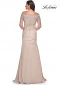 Picture of: Satin Mermaid Gown with Off the Shoulder Lace Bodice in Light Gold, Style: 29324, Detail Picture 6