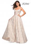 Picture of: Floral Print Long Sweetheart Prom Dress in Light Gold, Style: 27162, Main Picture