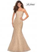 Picture of: Long Mermaid Metallic Lace Strapless Prom Dress in Light Gold, Style: 27267, Main Picture