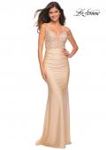 Picture of: Prom Dress with Beautiful Lace Bodice and Jersey Skirt in Light Gold, Detail Picture 8