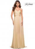 Picture of: Simple Strapless Jersey Dress with High Slit in Light Gold, Style: 30700, Detail Picture 8