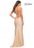 Picture of: Prom Dress with Beautiful Lace Bodice and Jersey Skirt in Light Gold, Detail Picture 9