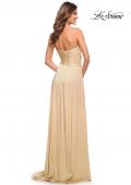 Picture of: Simple Strapless Jersey Dress with High Slit in Light Gold, Style: 30700, Detail Picture 9