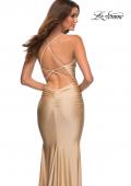 Picture of: Embellished Long Prom Dress with Criss Cross Front in Gold, Style: 30340, Detail Picture 10