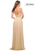 Picture of: Elegant Criss-Cross Ruched Bodice Jersey Dress in Light Gold, Style: 30571, Detail Picture 10