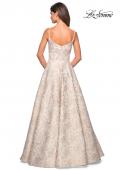 Picture of: Floral Print Long Sweetheart Prom Dress in Light Gold, Style: 27162, Back Picture