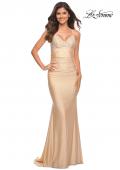 Picture of: Fitted Jersey Gown with Rhinestone Top in Light Gold, Detail Picture 1