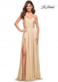 Picture of: Simple Strapless Jersey Dress with High Slit in Light Gold, Style: 30700, Detail Picture 1