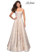 Picture of: Floral Print Long Sweetheart Prom Dress in Light Gold, Style: 27162, Detail Picture 2