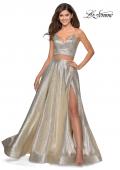 Picture of: Two Piece Shimmer Prom Dress with Pockets in Light Gold, Style: 28618, Detail Picture 2