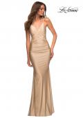 Picture of: Embellished Long Prom Dress with Criss Cross Front in Gold, Style: 30340, Detail Picture 2
