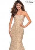 Picture of: Long Mermaid Metallic Lace Strapless Prom Dress in Light Gold, Style: 27267, Detail Picture 5