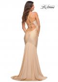 Picture of: Fitted Jersey Gown with Rhinestone Top in Light Gold, Detail Picture 6