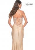 Picture of: Sweetheart Strapless Jersey Gown with Lace Sheer Bodice in Light Gold, Style: 32254, Detail Picture 7