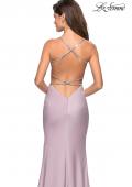 Picture of: Classic Form Fitting Jersey Floor Length Prom Dress in Light Mauve, Style: 27581, Back Picture