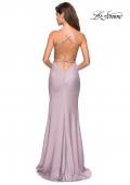 Picture of: Classic Form Fitting Jersey Floor Length Prom Dress in Light Mauve, Style: 27581, Detail Picture 1