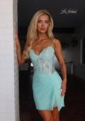 Picture of: Lace Illusion Back Mini Dress in Light Mint, Style: 33930, Main Picture