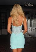 Picture of: Lace Illusion Back Mini Dress in Light Mint, Style: 33930, Back Picture