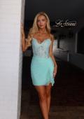 Picture of: Lace Illusion Back Mini Dress in Light Mint, Style: 33930, Detail Picture 1