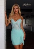 Picture of: Lace Illusion Back Mini Dress in Light Mint, Style: 33930, Detail Picture 3