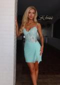 Picture of: Lace Illusion Back Mini Dress in Light Mint, Style: 33930, Detail Picture 5