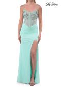 Picture of: Embroidered Corset Gown with Sheer Bodice and High Slit in Light Mint, Style: 33783, Detail Picture 21