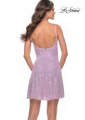 Picture of: Short Modern Skater Dress in Bright Colors in Light Periwinkle, Style: 31077, Back Picture
