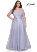 Picture of: Plus Size A-line Tulle Dress with Floral Detailing in Light Periwinkle, Style: 29021, Detail Picture 13