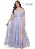 Picture of: Plus Size A-line Tulle Dress with Floral Detailing in Light Periwinkle, Style: 29021, Detail Picture 15