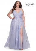 Picture of: Plus Size A-line Tulle Dress with Floral Detailing in Light Periwinkle, Style: 29021, Detail Picture 7