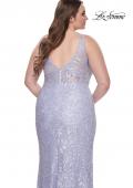 Picture of: Fitted Beaded Lace Plus Size Prom Dress with Illusion Waist in Light Periwinkle, Style: 31535, Detail Picture 9