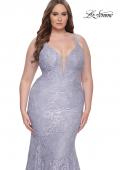 Picture of: Mermaid Lace Plus Size Prom Dress with Deep V in Light Periwinkle, Style: 31118, Detail Picture 1