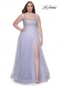 Picture of: A-Line Plus Size Prom Dress with Rhinestone Bodice in Light Periwinkle, Style: 31251, Detail Picture 3