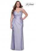 Picture of: Rhinestone Embellished Jersey Dress with Lace Illusion Back in Light Periwinkle, Style: 31309, Detail Picture 6