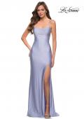 Picture of: Open Strappy Back Jersey Gown with Rhinestones in Light Periwinkle, Style 29899, Main Picture