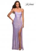 Picture of: Strapless Sequin Gown with Draped Slit in Light Periwinkle, Main Picture