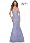 Picture of: Mermaid Beaded Lace Prom Dress with Illusion Sides in Light Periwinkle, Style: 31354, Main Picture