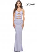 Picture of: Twist Front Cut Out Jersey Prom Dress in Bright Colors in Light Periwinkle, Style: 31435, Main Picture